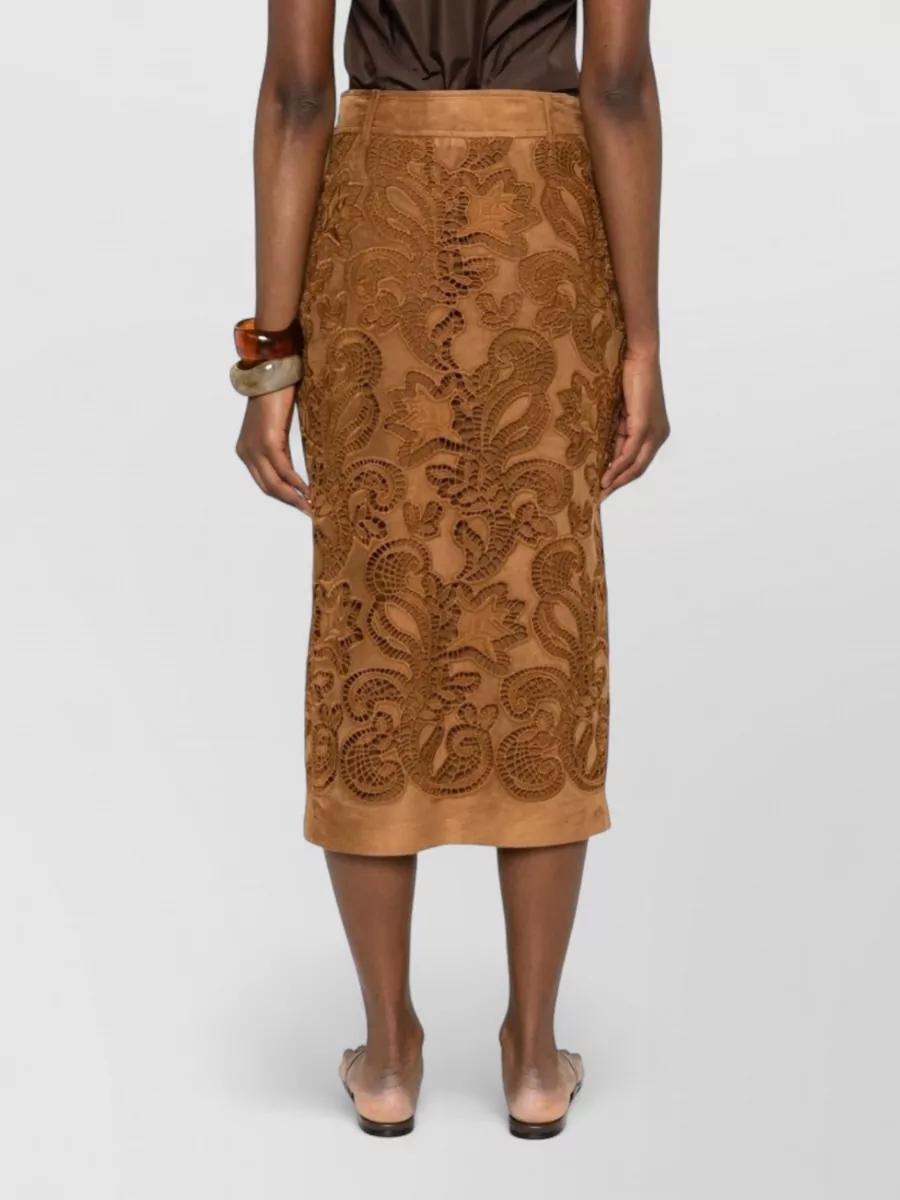 Ermanno Firenze Laser-Cut High-Rise Maxi Skirt