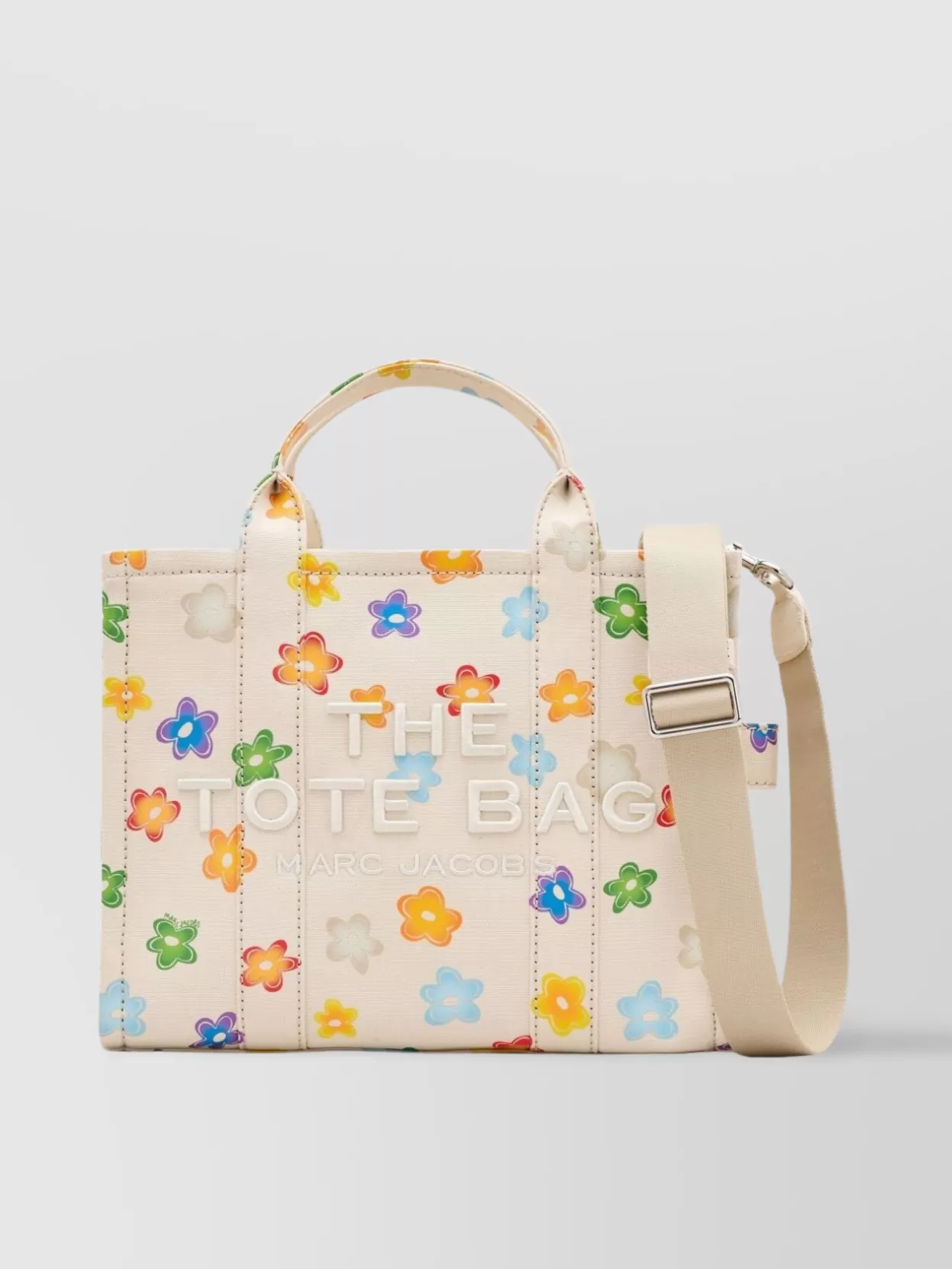 Marc Jacobs Flower Print Tote Bag With Handles And Strap