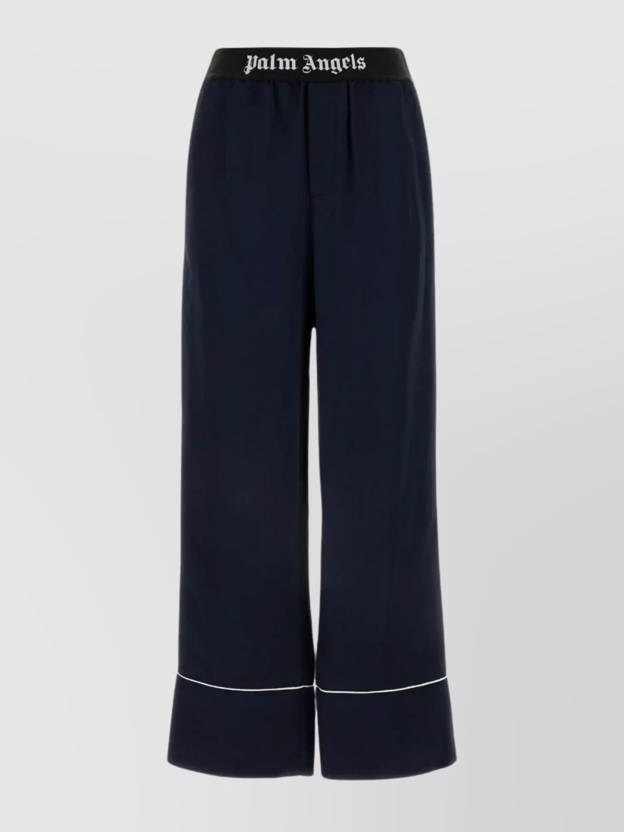 Shop Palm Angels Satin Wide Leg Trousers With Contrast Piping