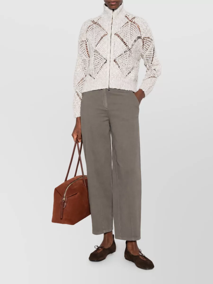 Via Masini 80 Cotton Twill High-Rise Straight-Leg Trousers