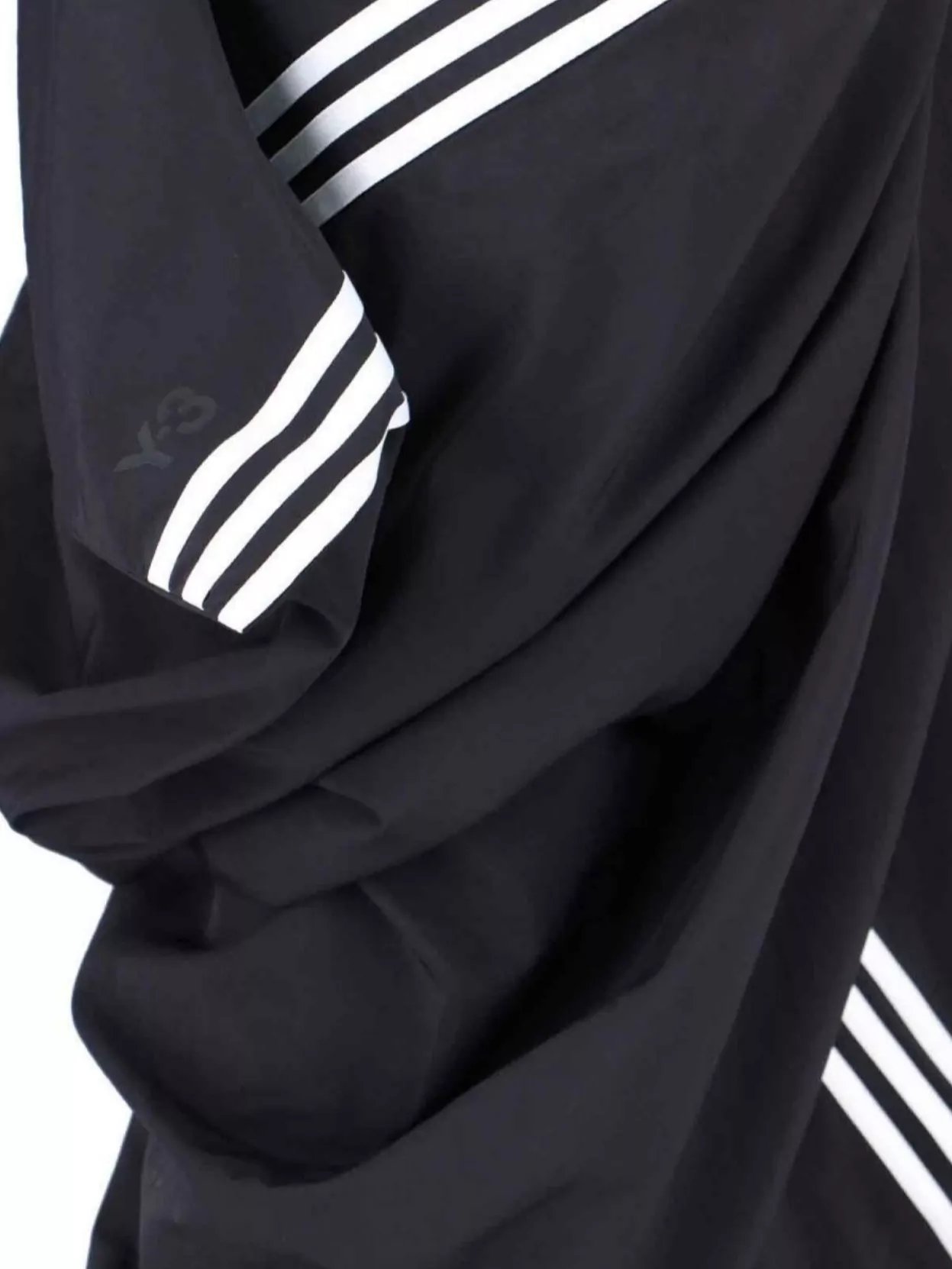 Y-3 Draped Asymmetric Midi Skirt With Striped Detail