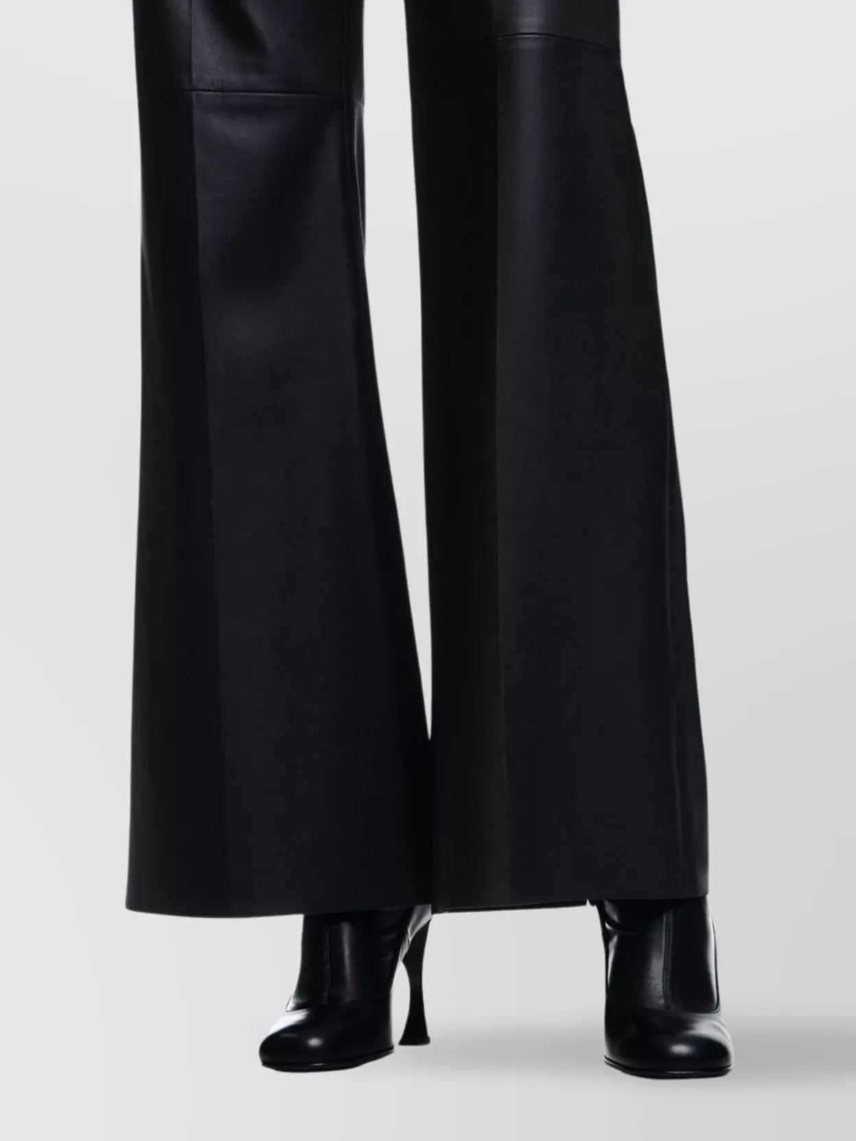 Emporio Armani Leather Flared Leg Trousers With High Waist