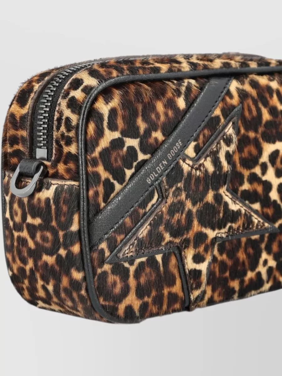 Golden Goose Star Leather Crossbody Bag Leopard Chain