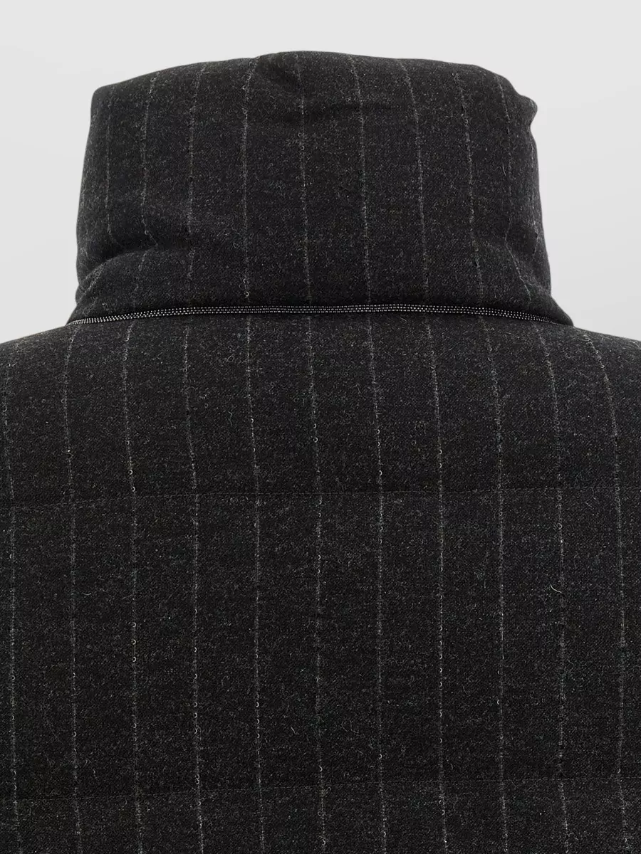 Brunello Cucinelli Cashmere Blend Pinstriped Cropped Quilted Down Jacket