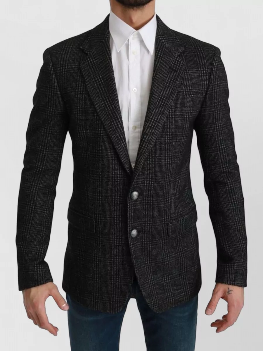 Dolce&Gabbana Wool silk cashmere checked slim-fit blazer
