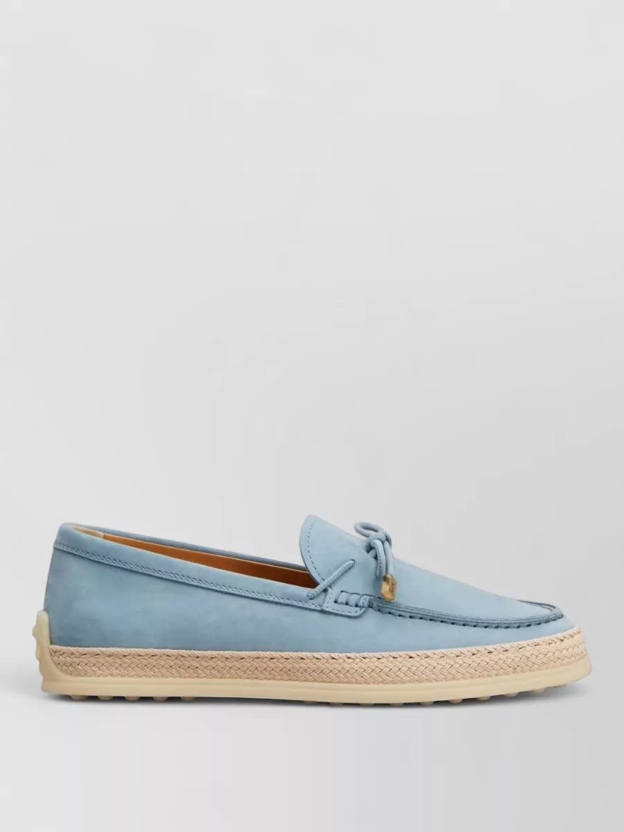 Tod's Suede Loafers Bow Detail Espadrille Sole