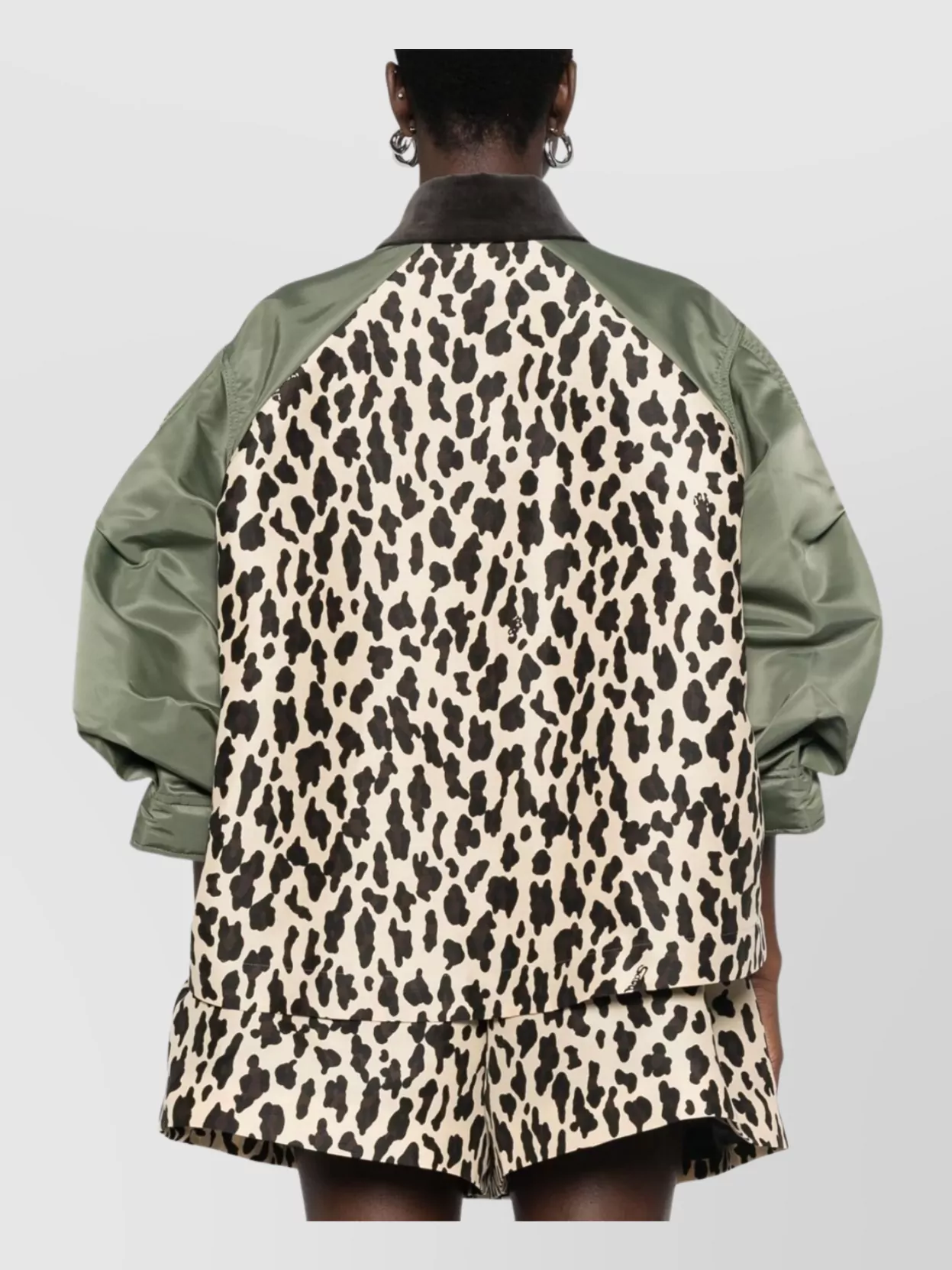 Sacai Short Jackets With Collared Neck And Animal Print
