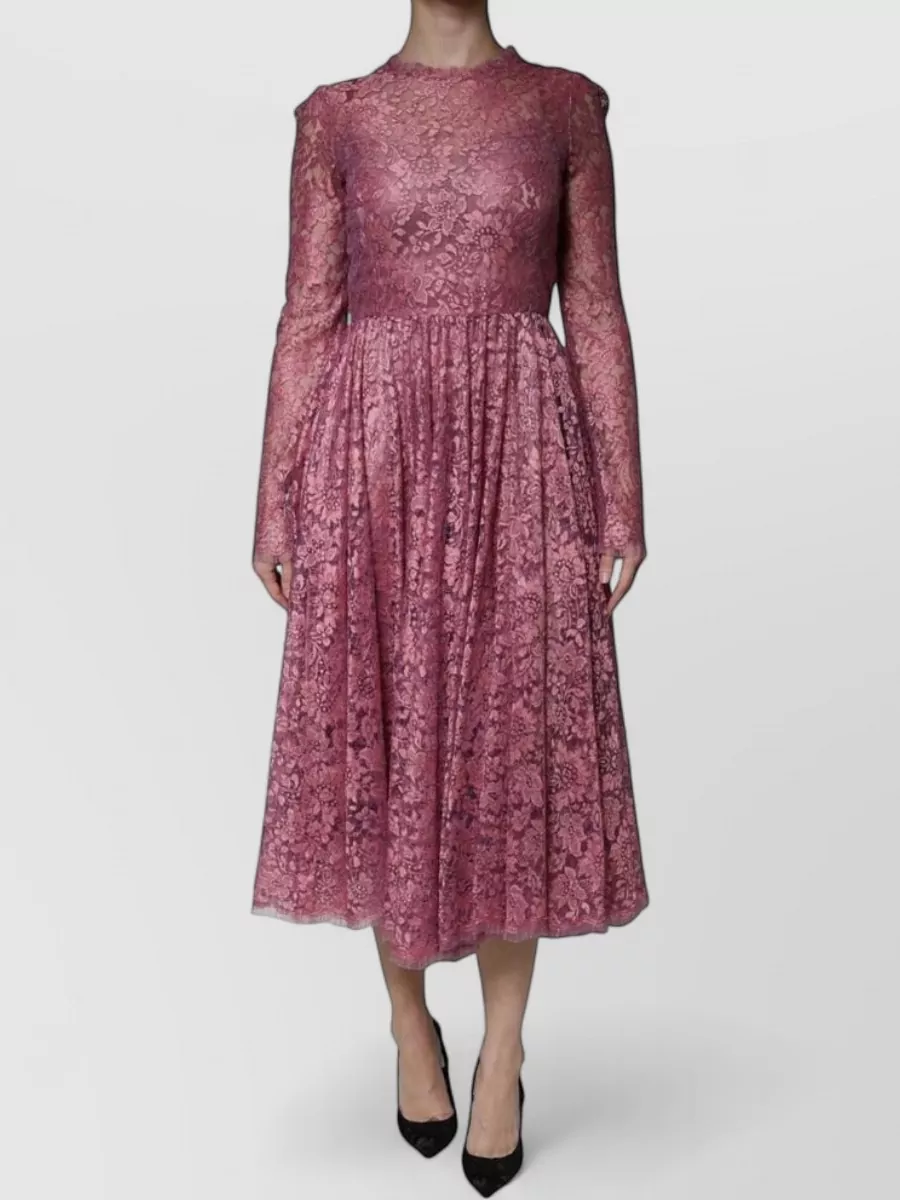 Dolce&Gabbana floral lace long sleeve midi dress