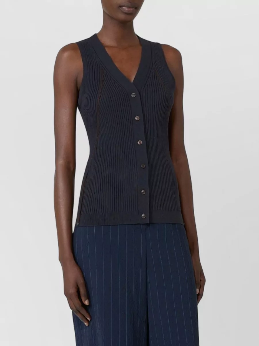 Max Mara Ribbed V-Neck Vest