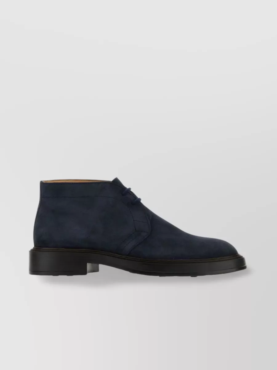 Shop Tod's Ankle-length Lace-up Suede Shoes In Blue