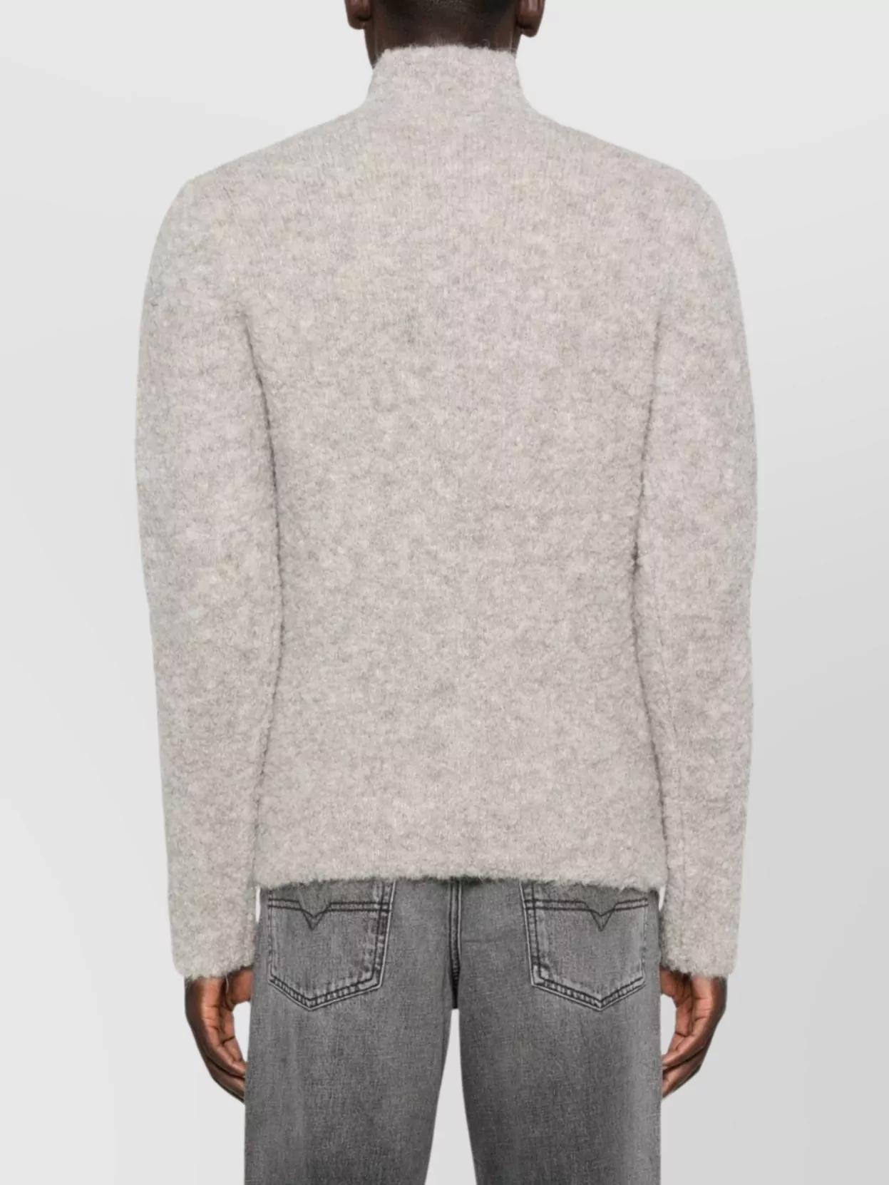 Diesel High Collar Textured Knitwear Zipper
