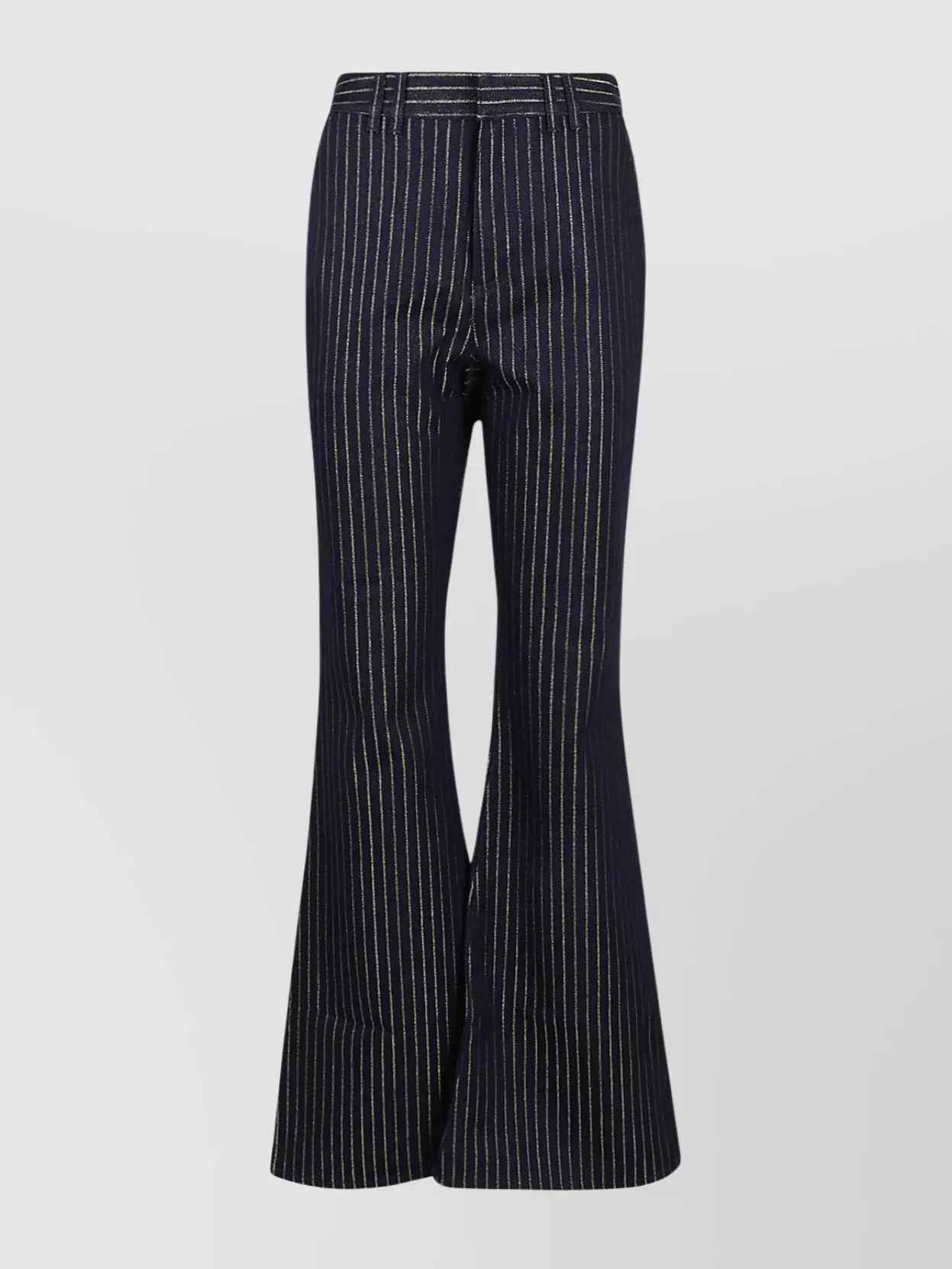 Balmain Flared Jeans With Lurex Stripes In Blue