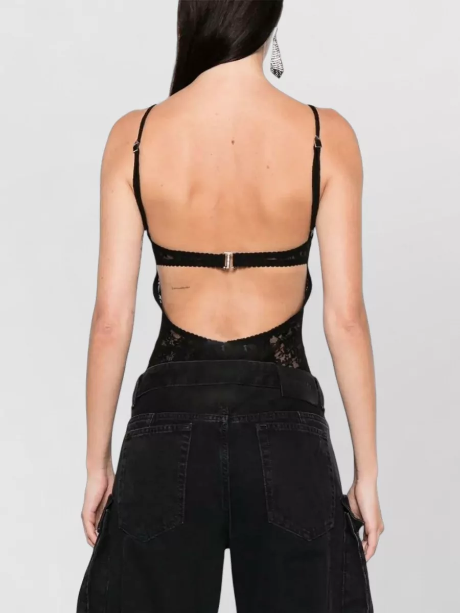 The Attico Lace Bodysuit Sleeveless Sweetheart Neckline Design