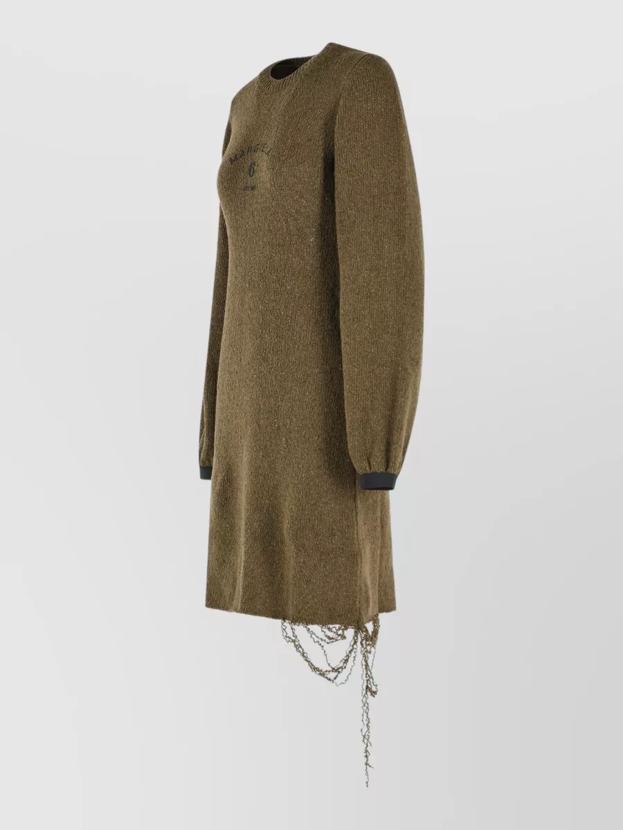 Mm6 Maison Margiela Wool-Blend Printed Midi Knitted Dress