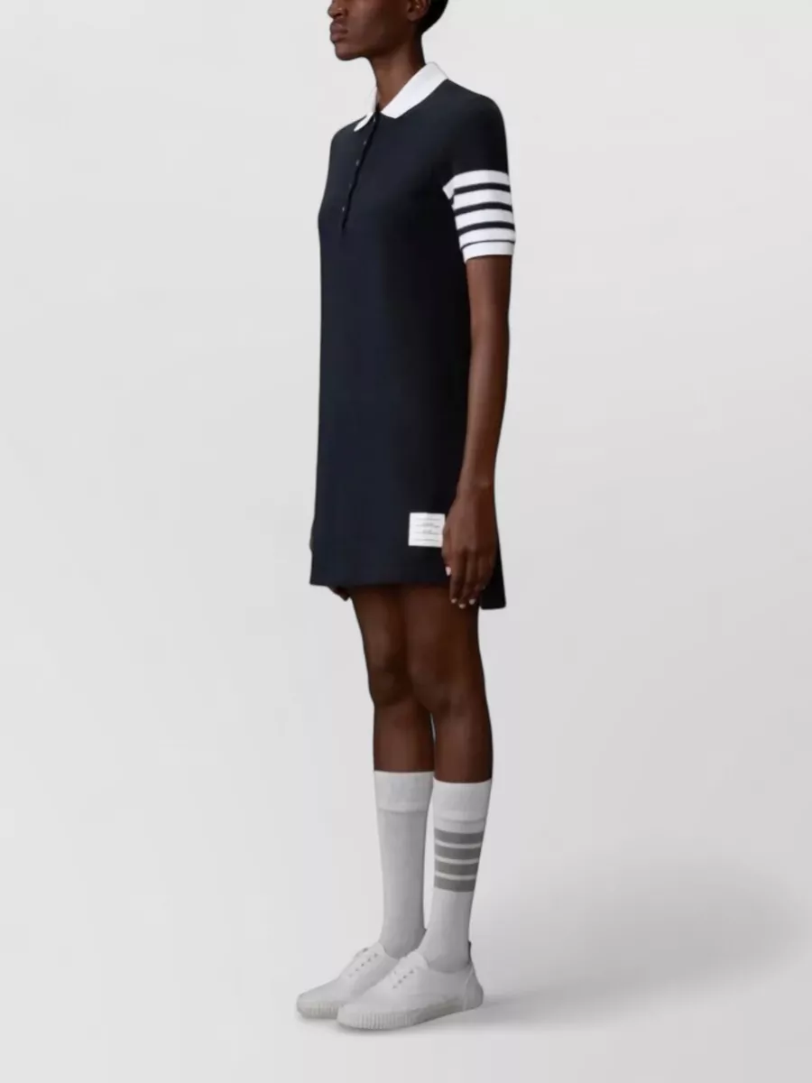 Thom Browne Cotton Piqué Polo Dress Striped Sleeves