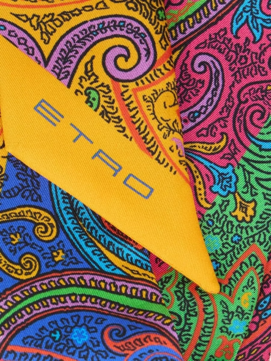 Etro Rectangular Scarf Nylon Silk Paisley Pattern