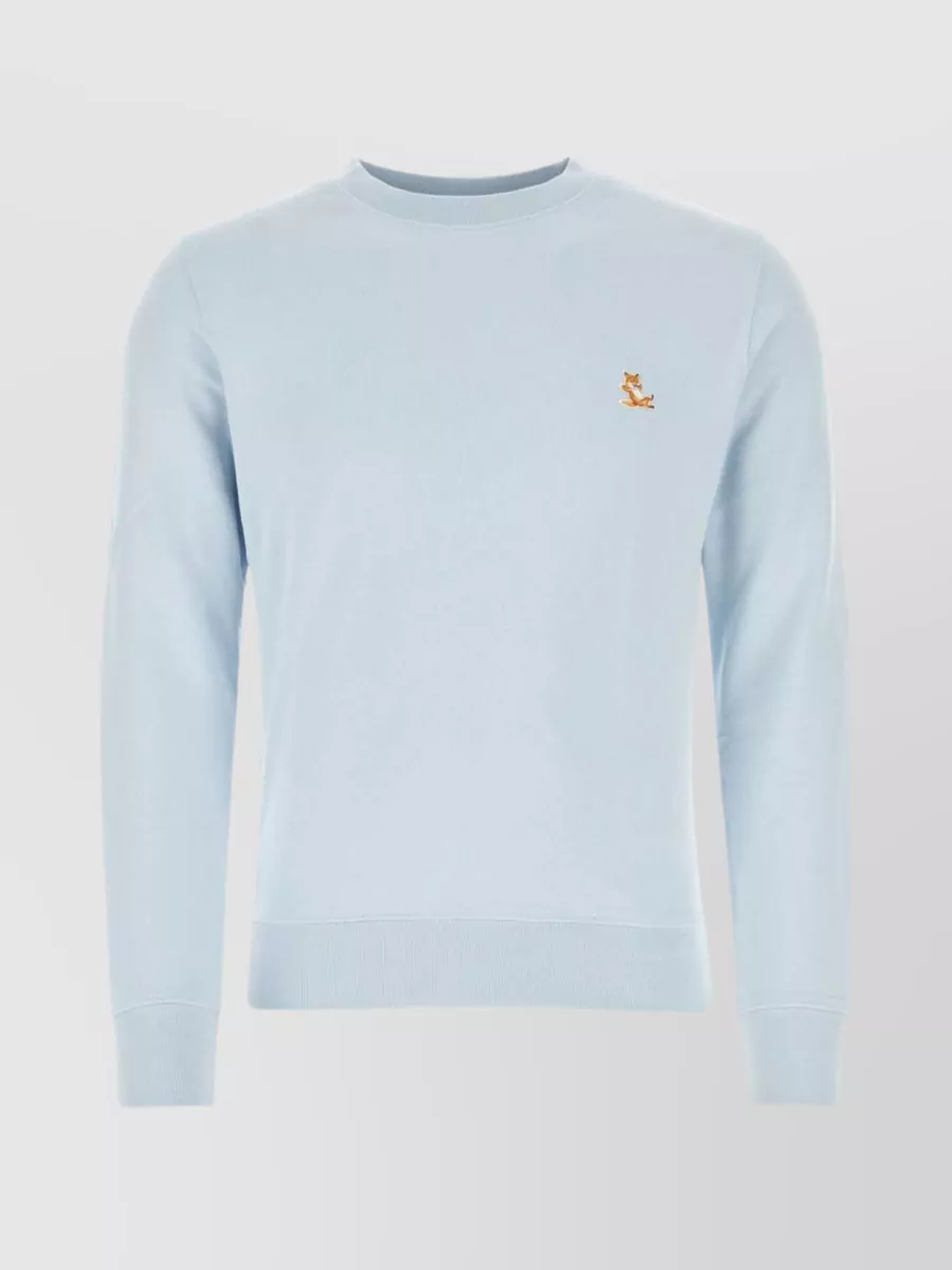 Shop Maison Kitsuné Cotton Crew Neck Sweatshirt In Blue