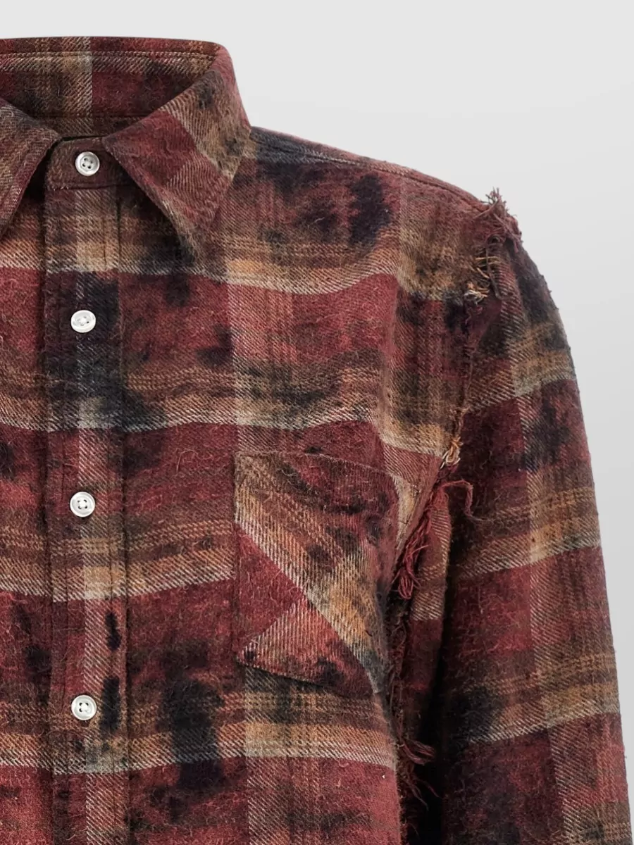 R13 Checked Fringed Asymmetric Cotton Shirt