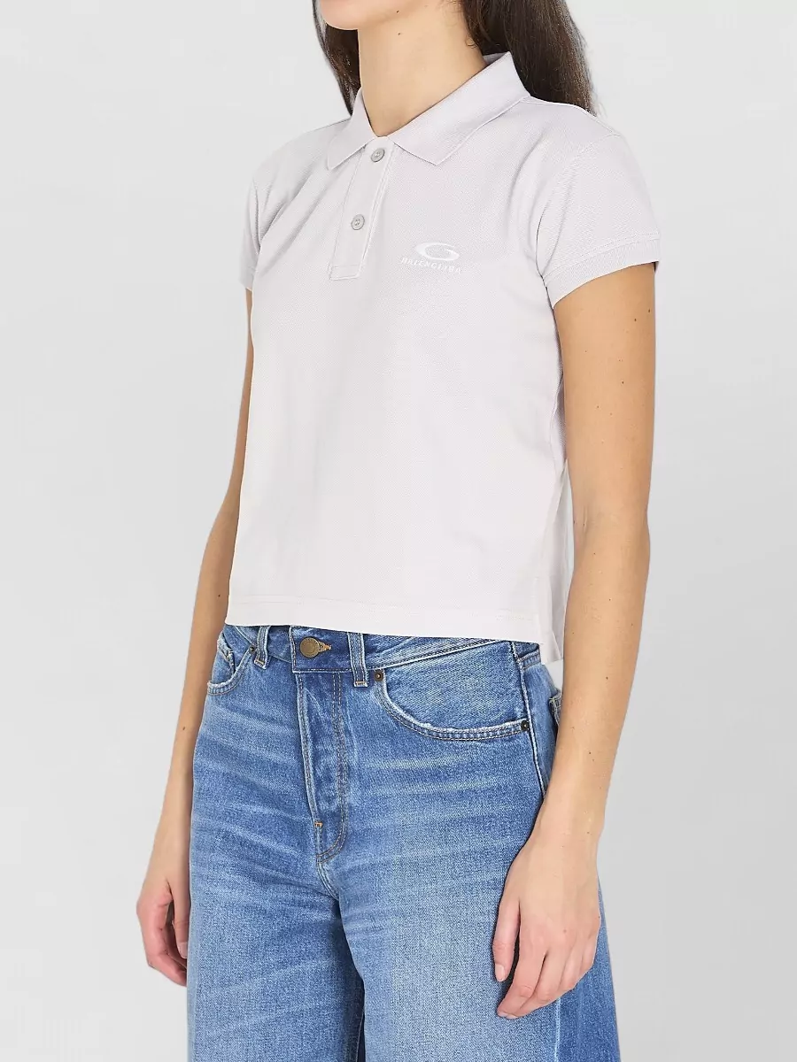 Balenciaga Cotton Cropped Short-Sleeve Polo Shirt