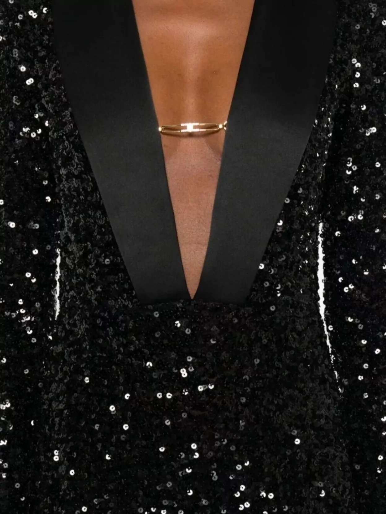 Elisabetta Franchi Red Carpet Dress In Full Sequins Clothing In Black