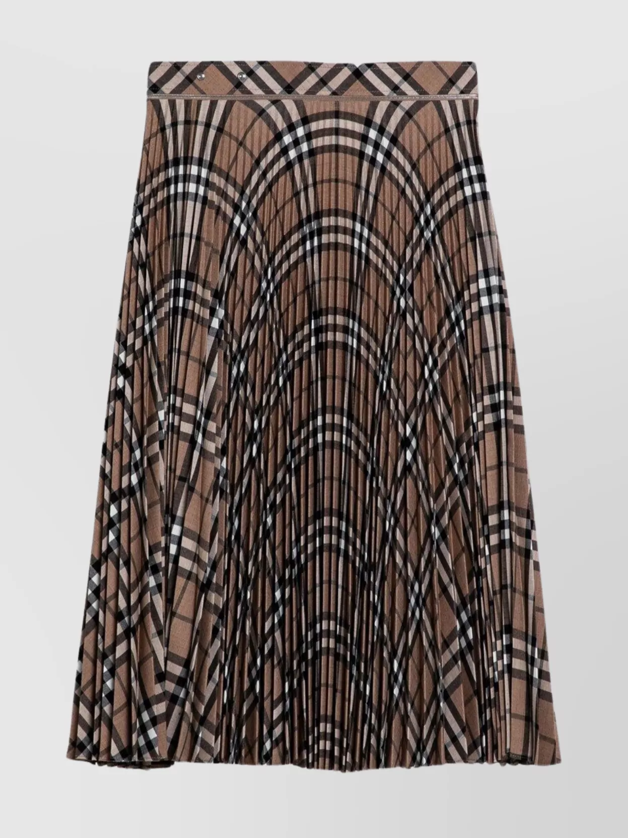 Burberry High-waisted Check Pattern Pleated Skirt In Brown