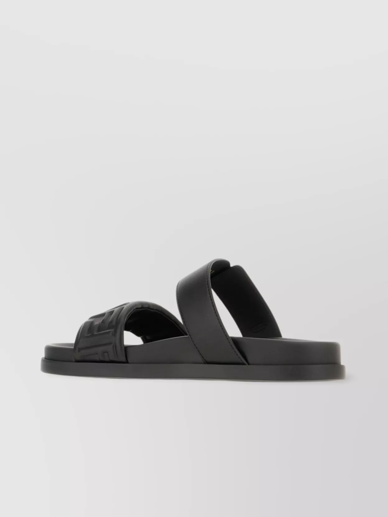 Fendi Nappa Leather Sandals Flat Sole In Black