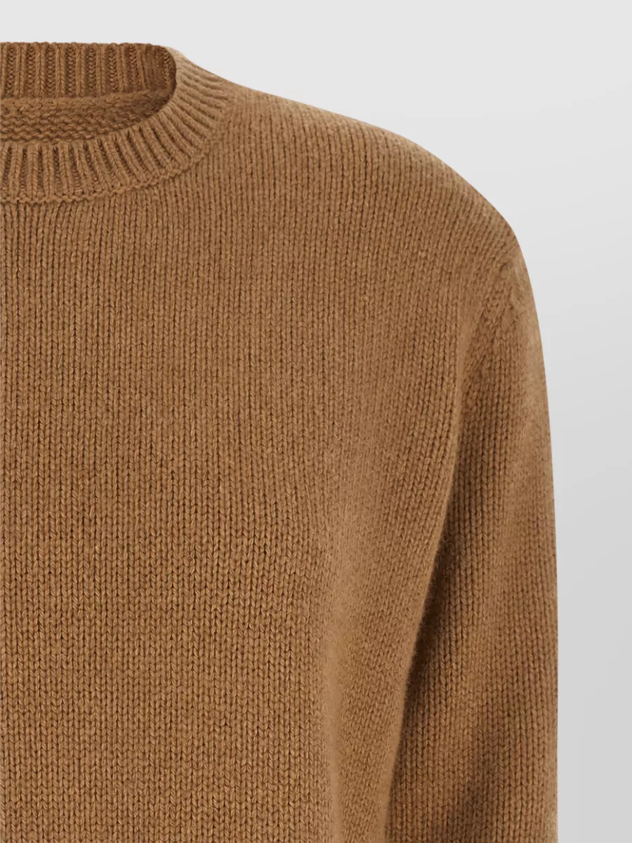 Totême Wool Ribbed Crew Neck Asymmetric Jumper