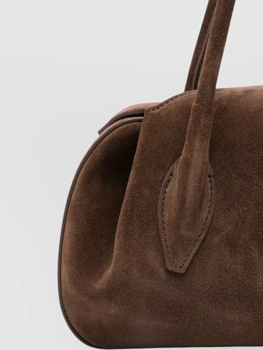 Yuzefi Shoulder Bag Long Handles Oval Suede