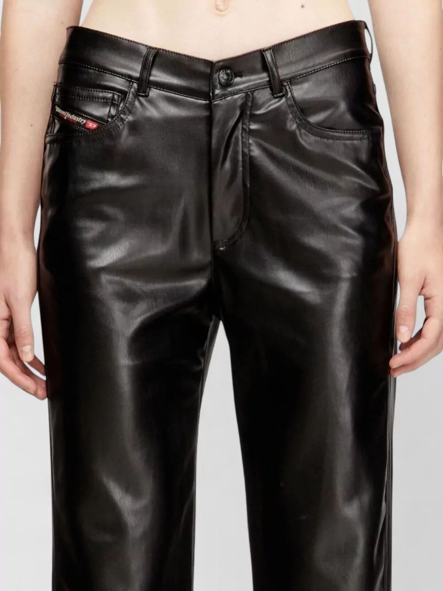 Diesel Faux Leather Wide Leg Trousers Belt Loops