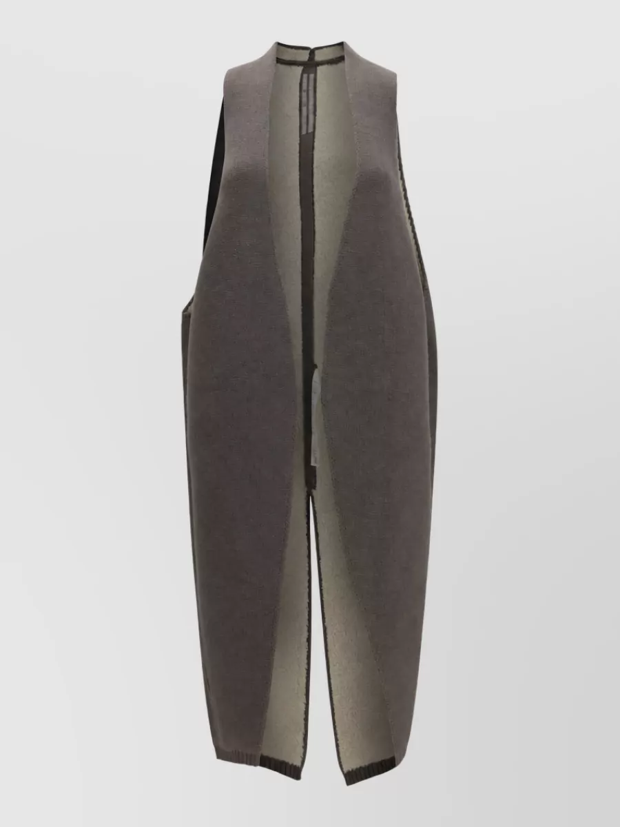 Rick Owens wool shearling sleeveless long cardigan
