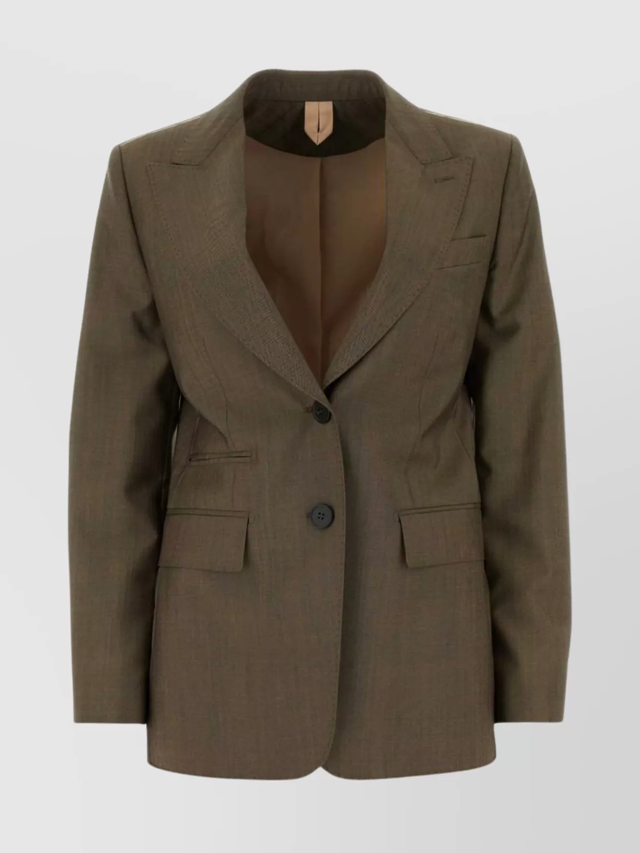 Max Mara Wool Blend Apice Blazer With Front Pockets In Green