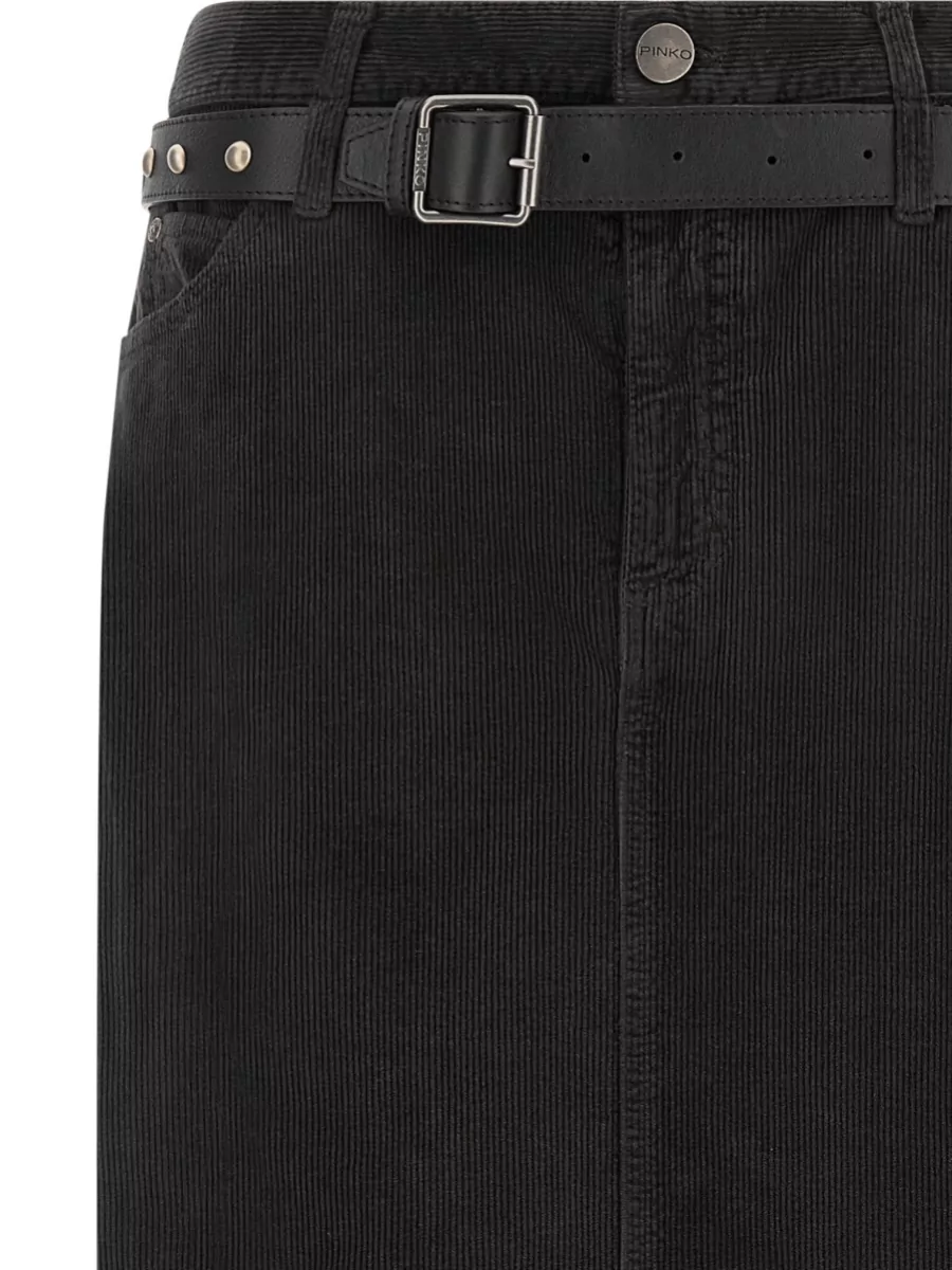 Pinko Corduroy Midi Straight Skirt