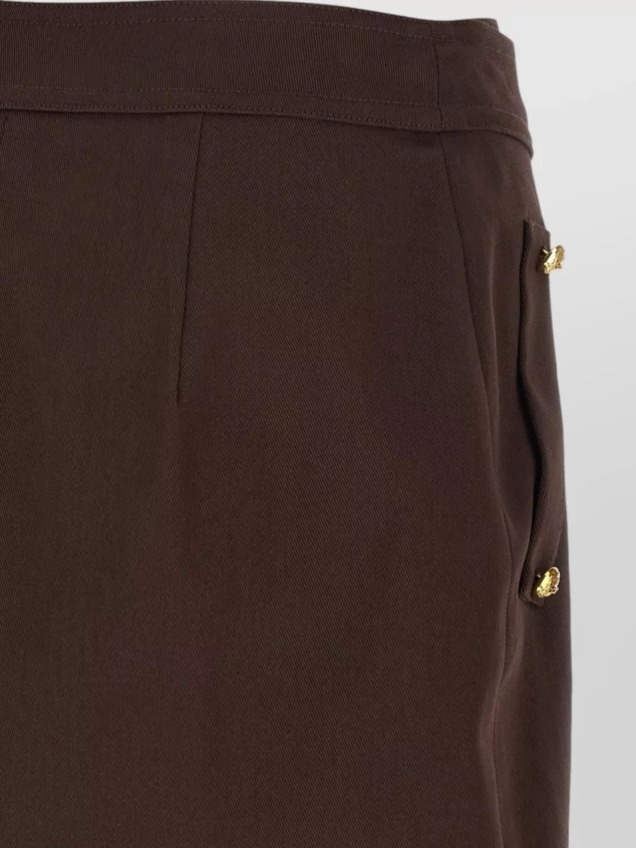 Elisabetta Franchi High Waist Skirt Asymmetric Gold Buttons