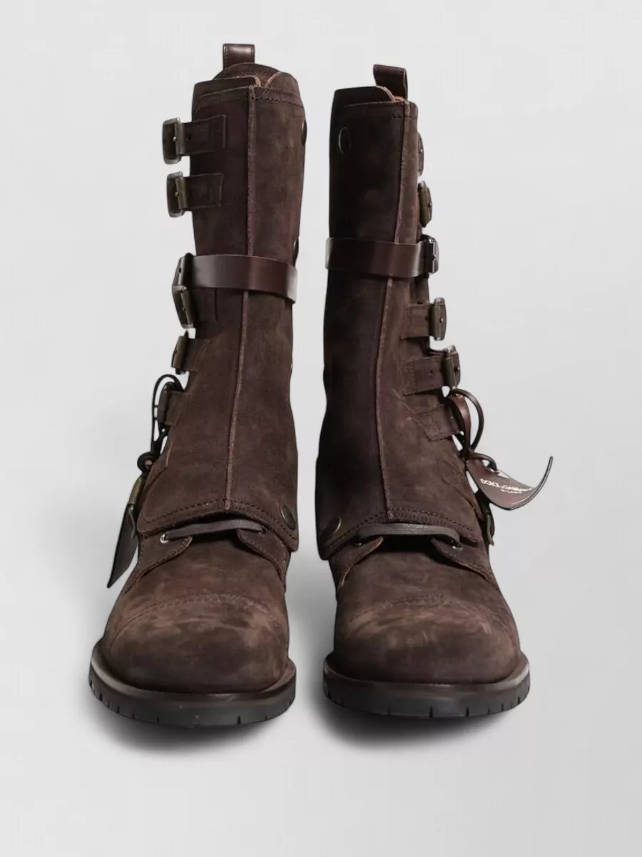 Dolce&Gabbana suede leather combat ankle boots