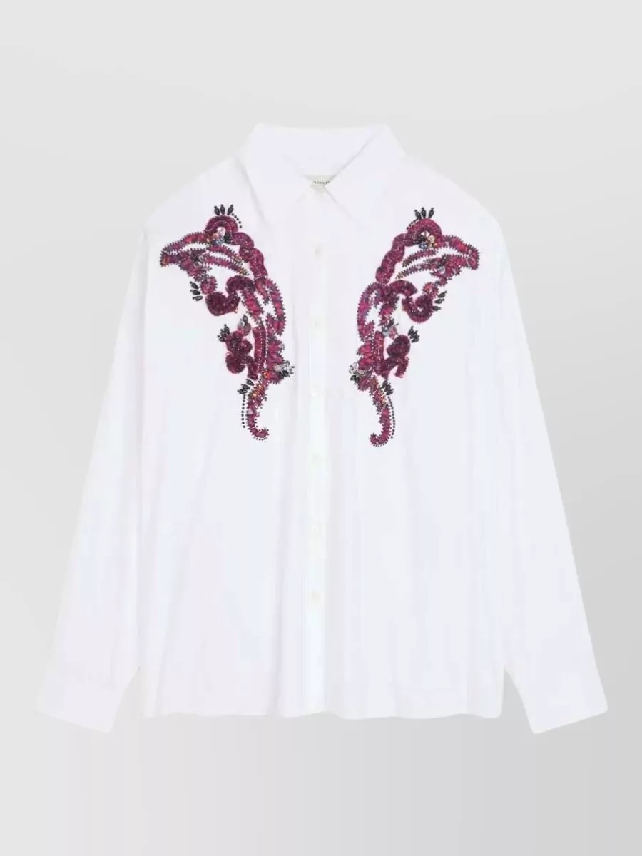 Dries Van Noten embroidered oversized cotton shirt
