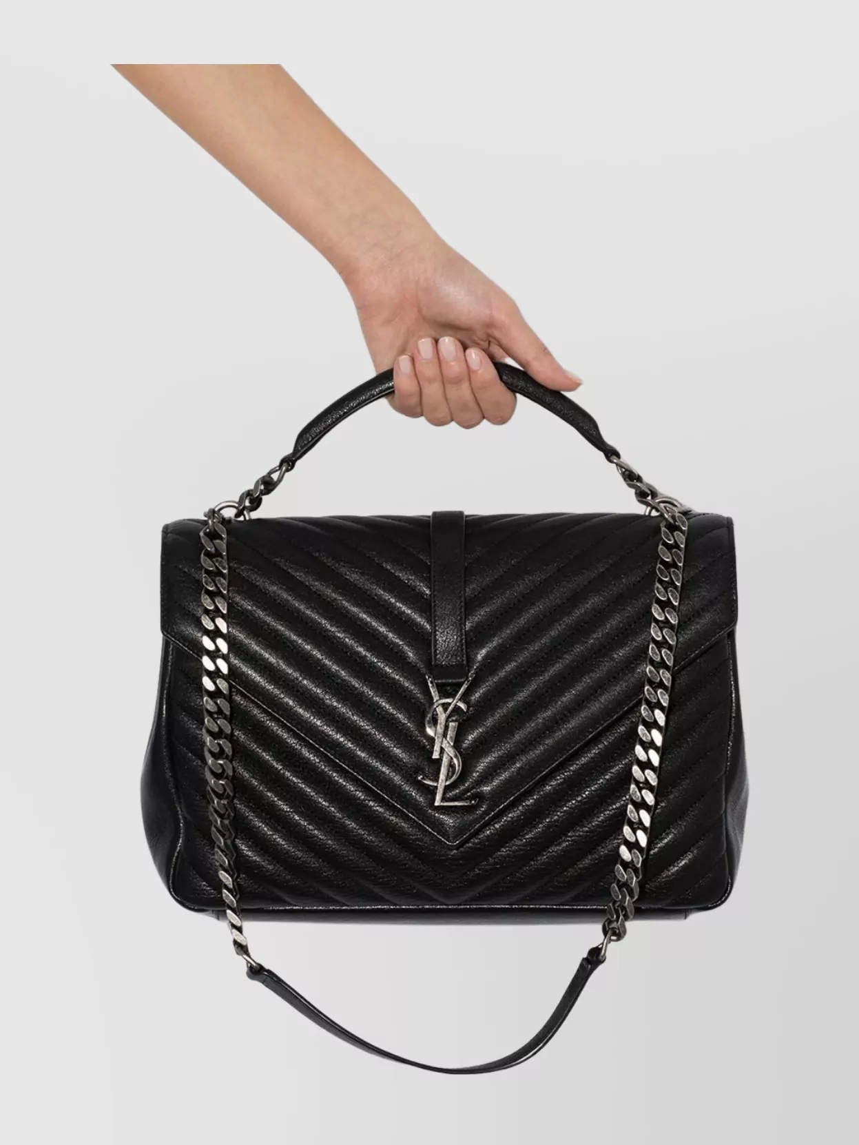 Saint Laurent Chevron Pattern Cross-Body Bag With Chain Strap