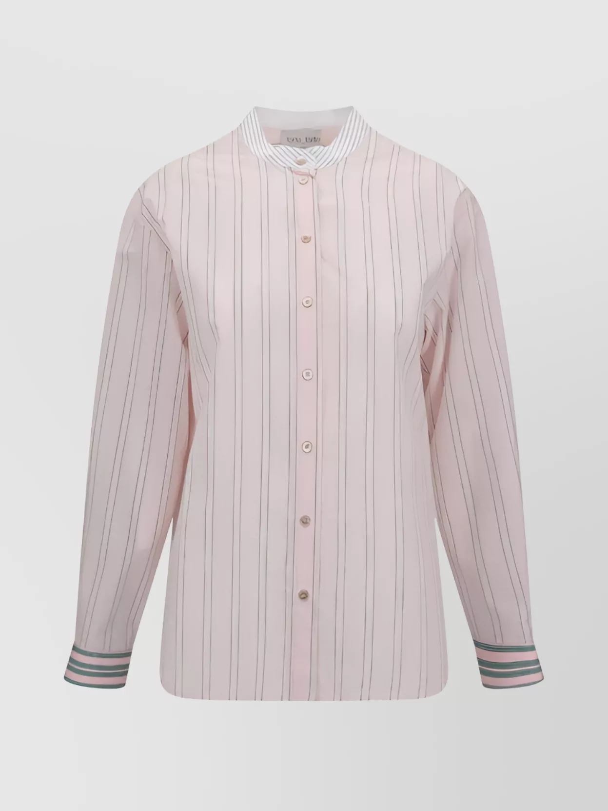FORTE FORTE STRIPED SHIRT CONTEMPORARY MANDARIN COLLAR