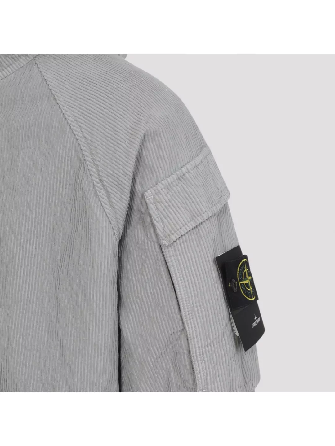 Stone Island Lightweight Grey Jacket With Textured Fabric In Blue