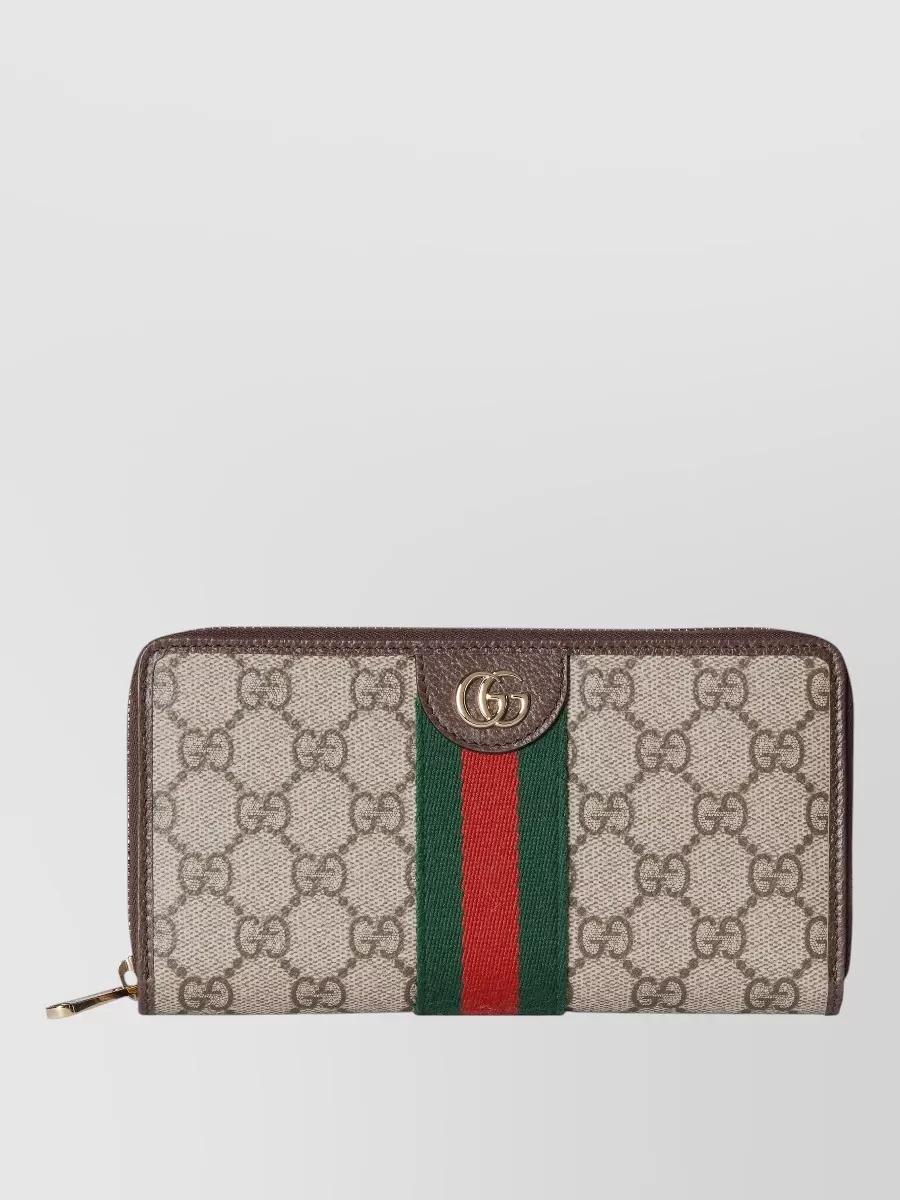 Gucci Signature Stripe Small Leather Zip Cardholder
