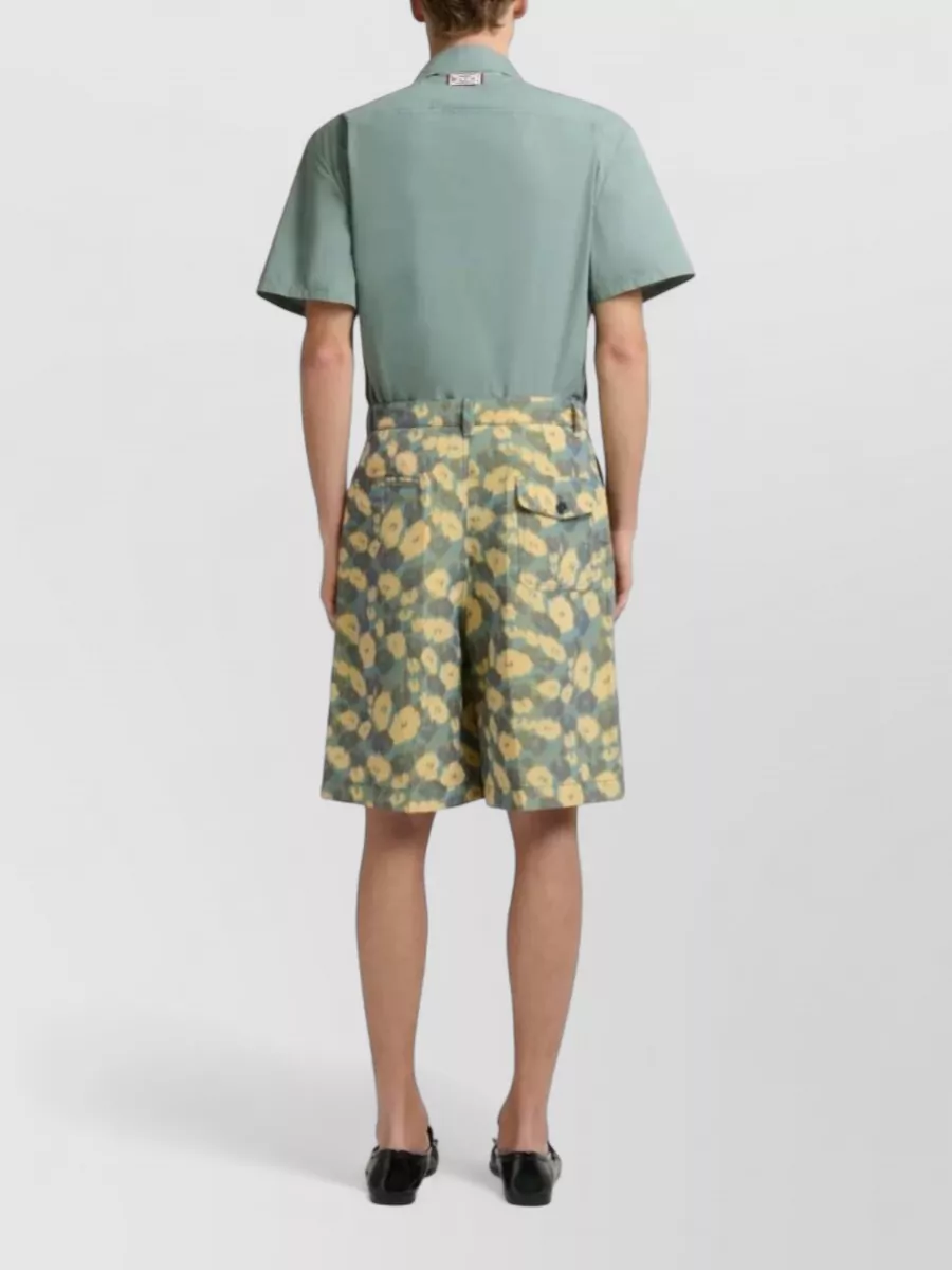Marni Linen Floral Pleated Tailored Shorts