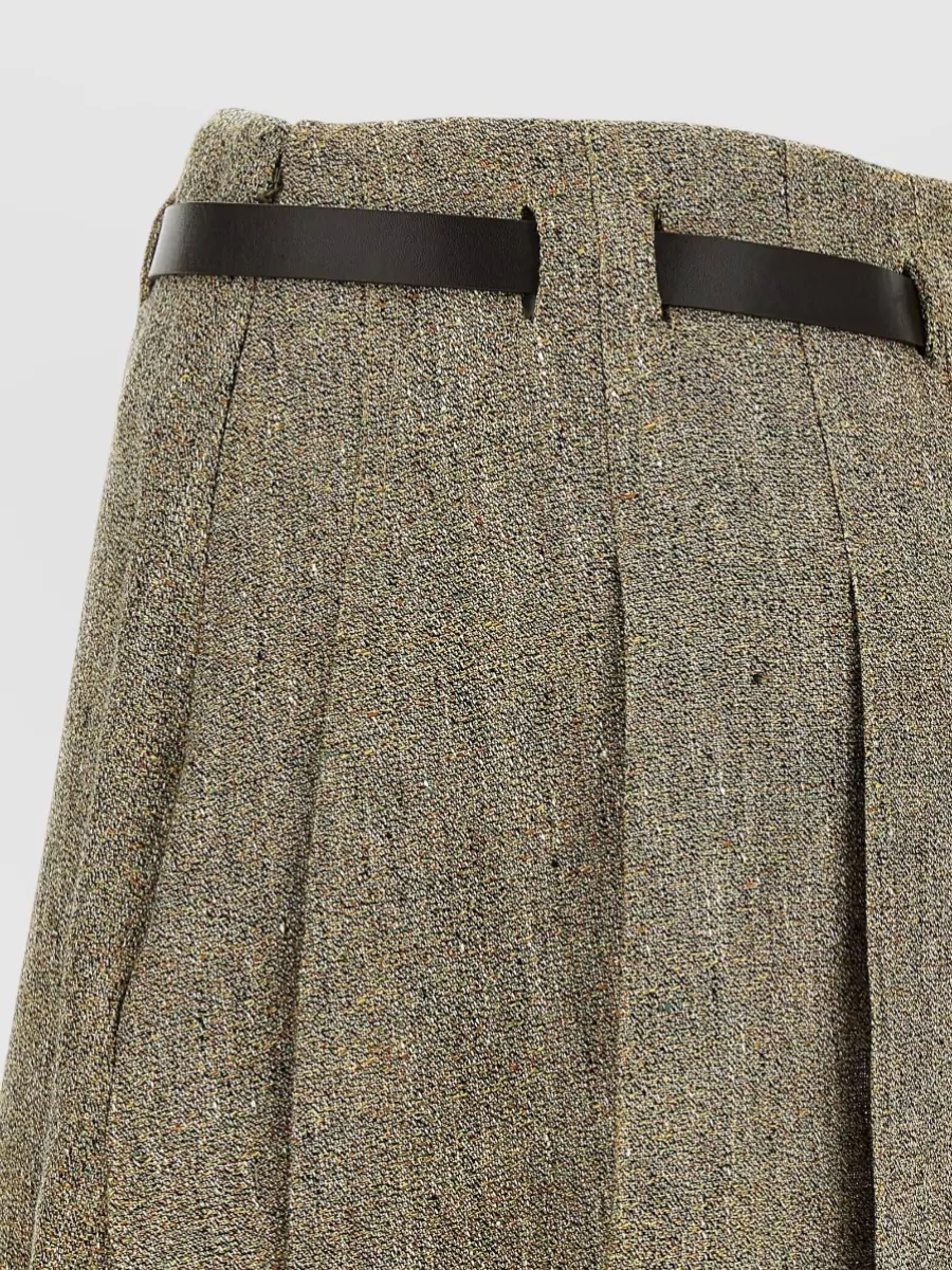 Ferragamo Linen Pleated Mini Skirt