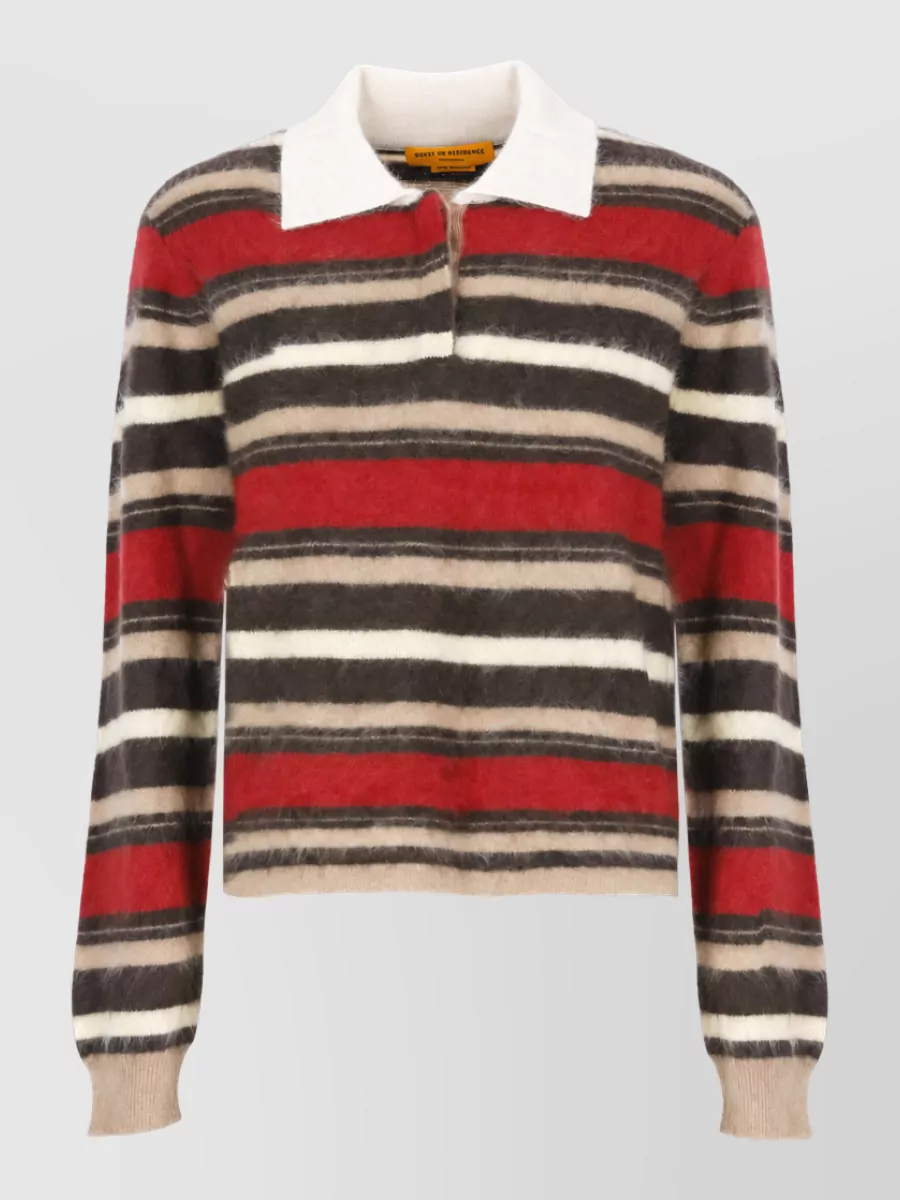 Guest In Residence Cashmere striped long-sleeve polo shirt