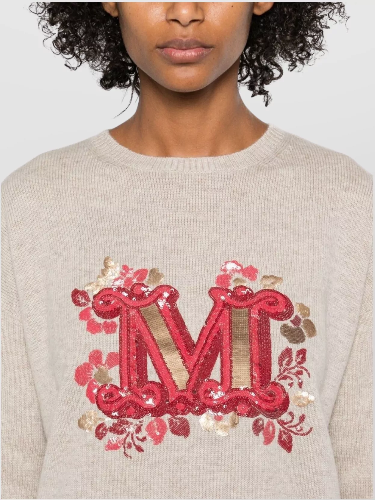 Max Mara Crew Neck Embroidered Long Sleeves Top