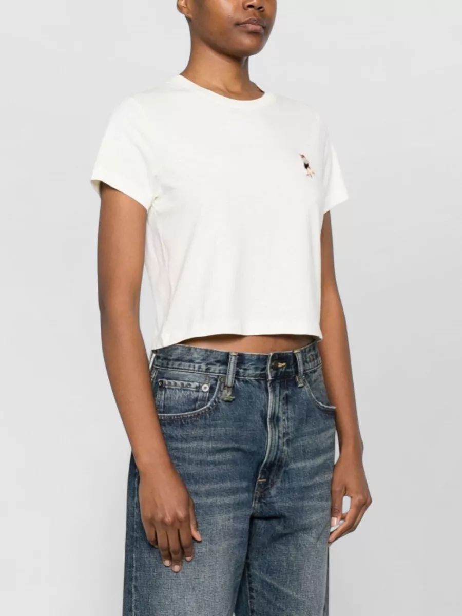 Maison Kitsuné Cropped Organic Cotton Baby T-Shirt