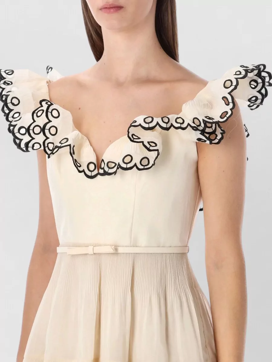 Zimmermann Embroidered Frilled Mini Dress