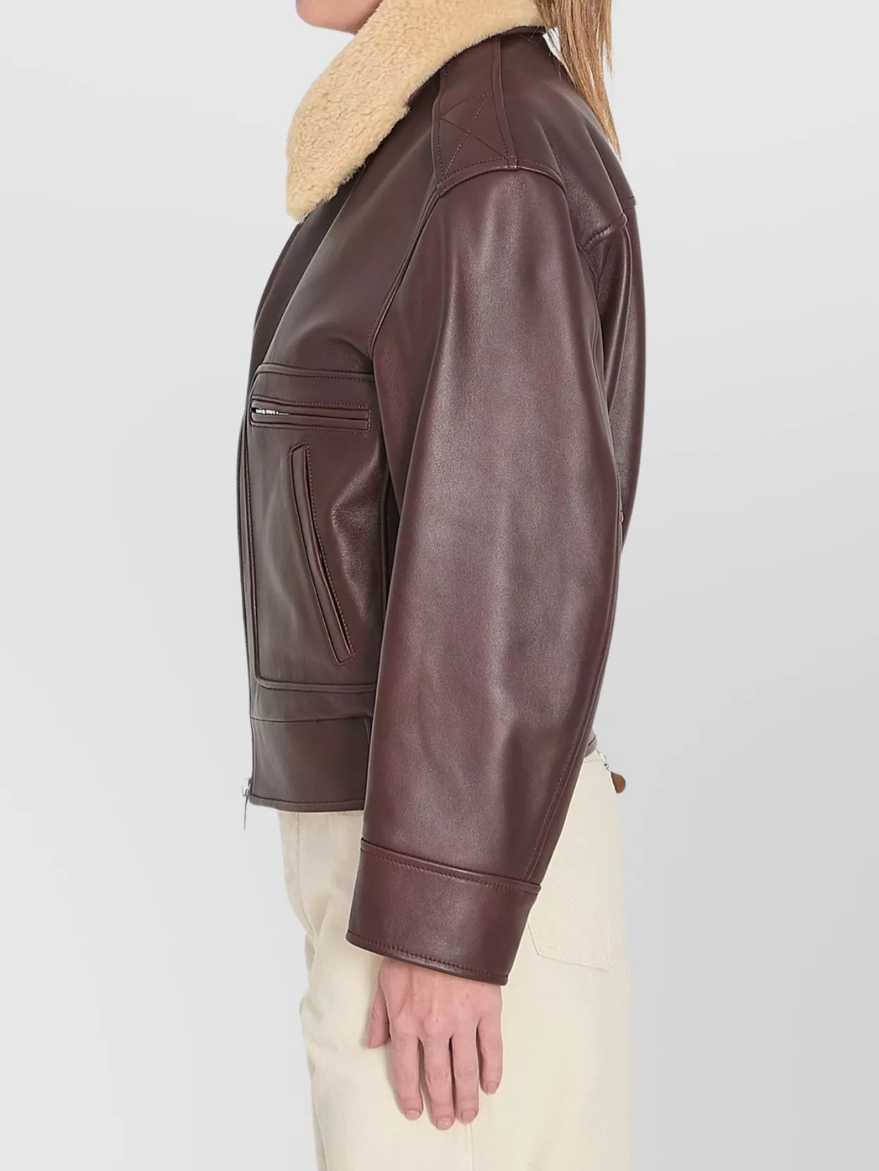 Bottega Veneta Nappa Blouson With Shearling In Brown