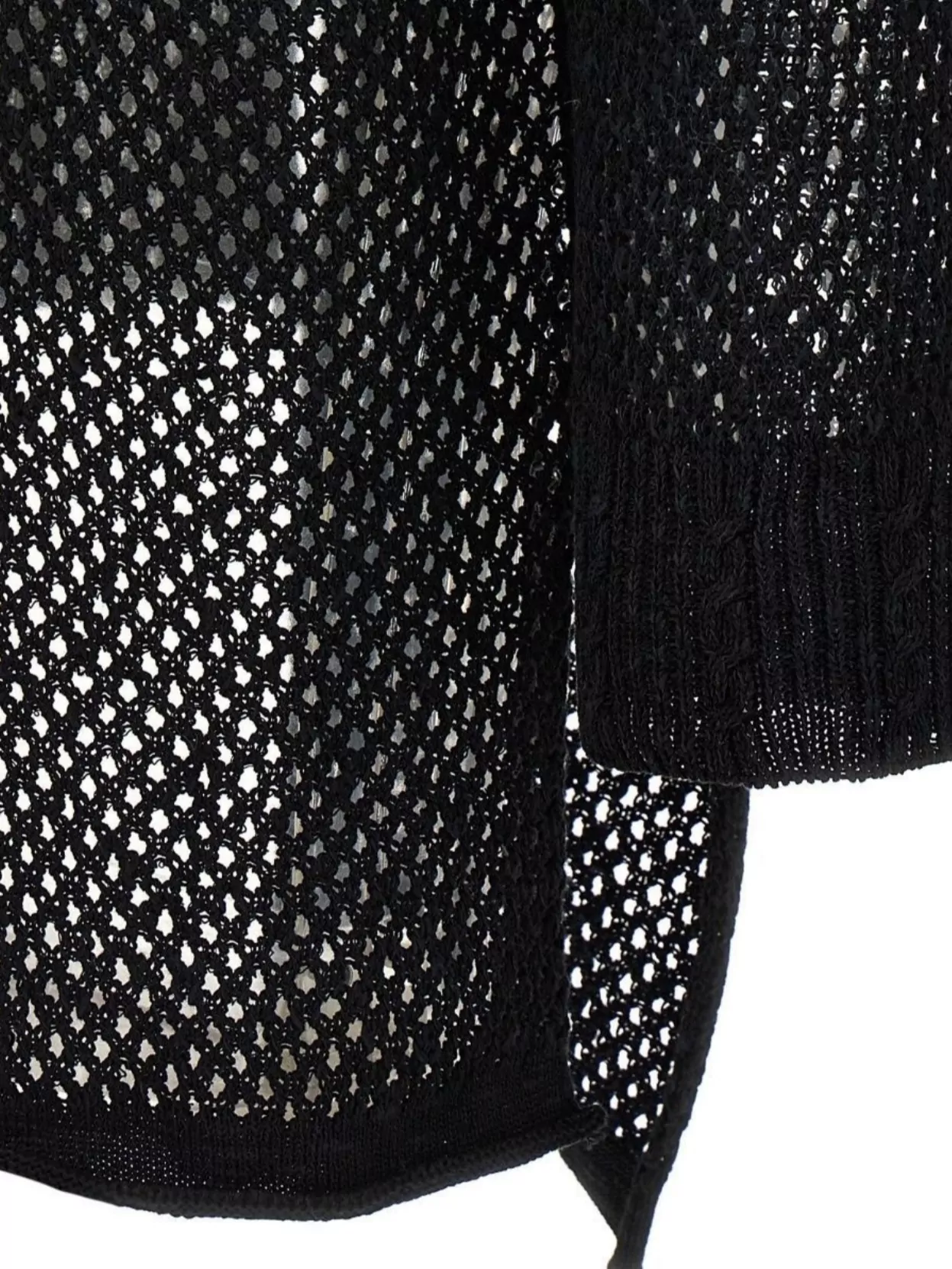 Yohji Yamamoto Asymmetrical Open Knit Cardigan With Ribbed Cuffs