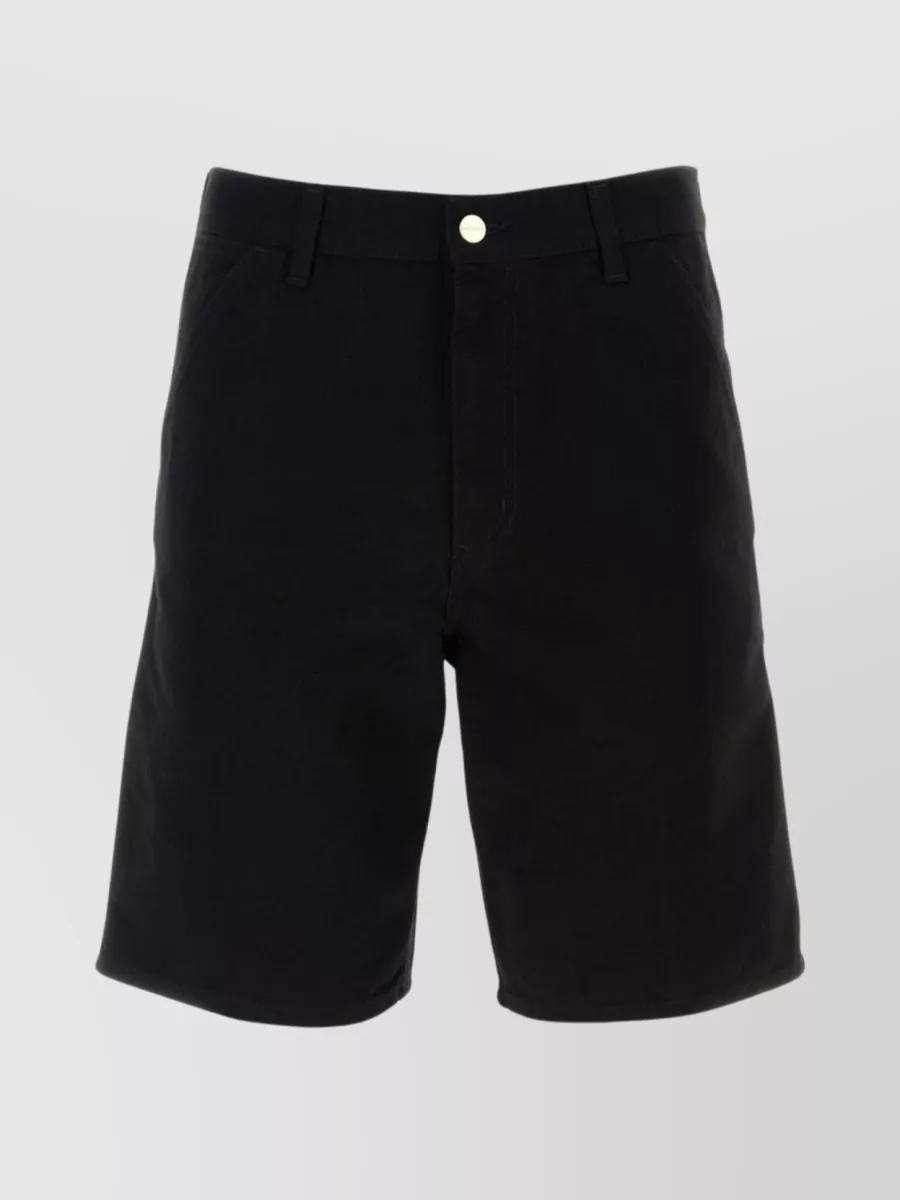 Shop Carhartt Cotton Knee-length Shorts With Waist Belt Loops In Black