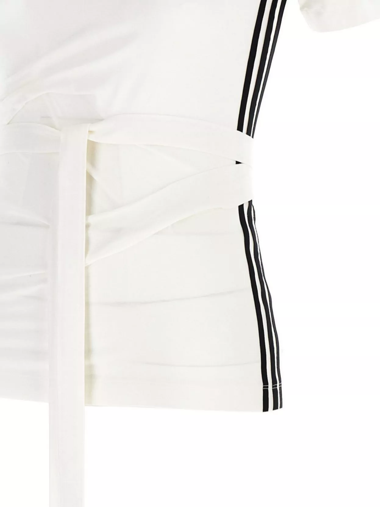Y-3 Crew Neck T-shirt With Waist Tie And Side Stripe