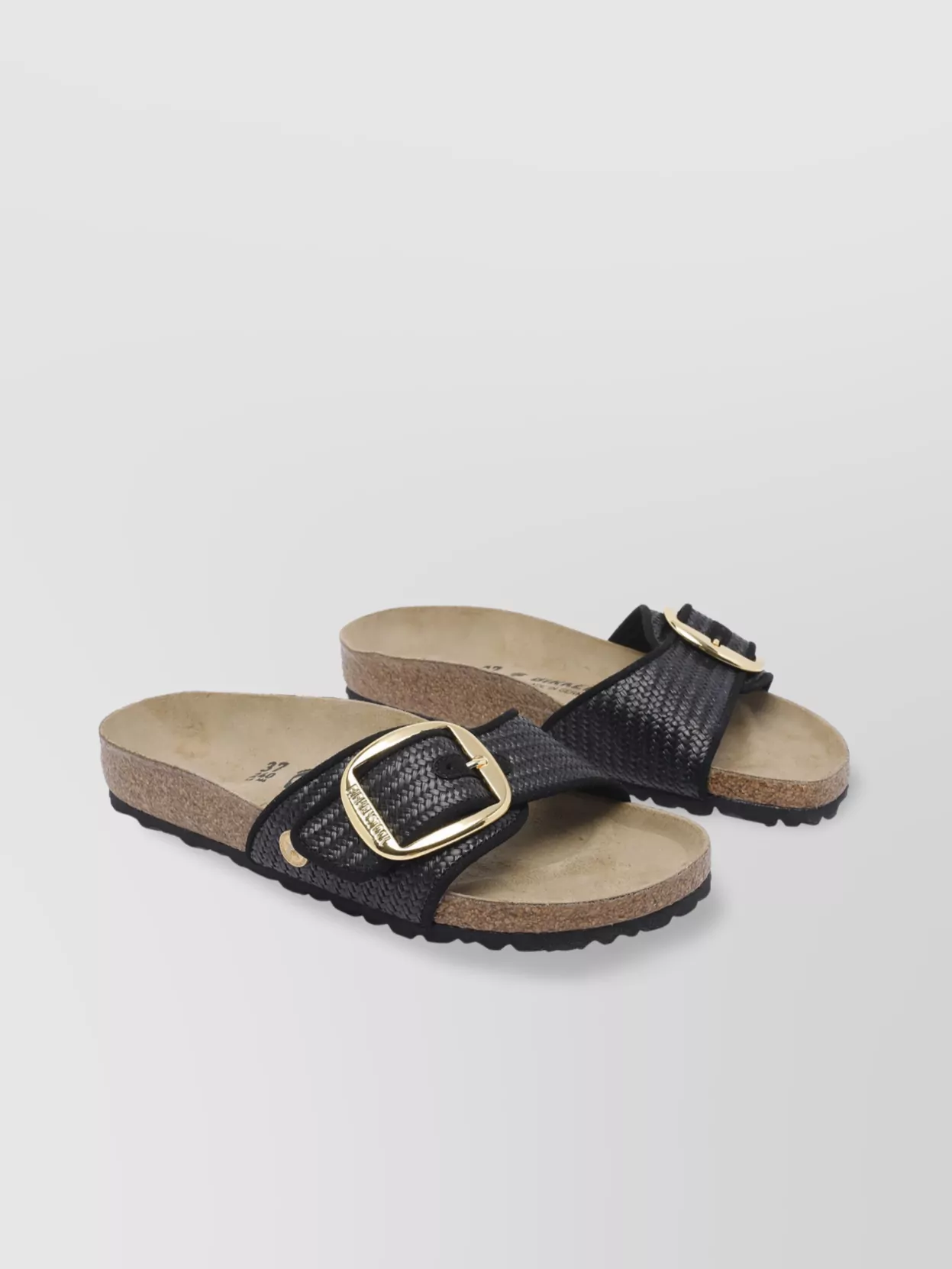 Birkenstock Sandals With Cork Sole And Woven Texture